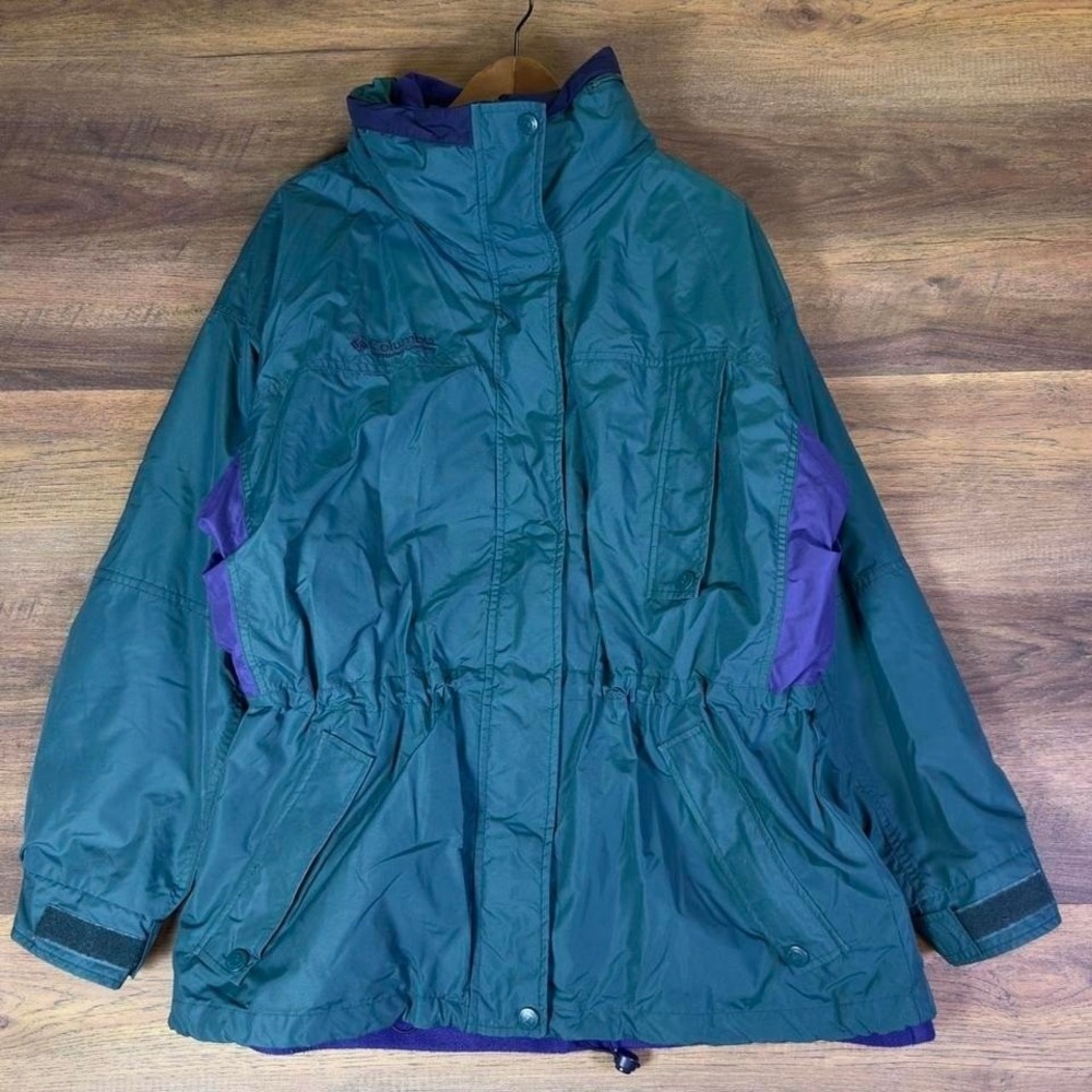 Columbia‎ Women's Large Hooded Jacket Green Purple Y2K Vintage